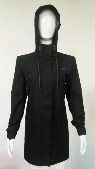 Damen Softshell-Jacke mit schlanker Taille, lang, für den Außenbereich, Windjacke, wasserdicht, Regenbekleidung mit Kapuze, Damenmantel